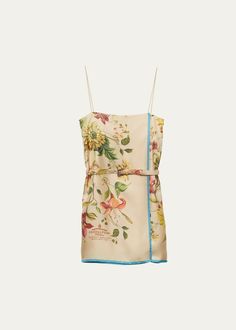 Get free shipping on Prada Floral Belted Silk Twill Mini Dress at Bergdorf Goodman. Shop the latest luxury fashions from top designers. Bohemian Wedding Guest, City Dress, Demi Fine Jewelry, Dolce E Gabbana, Fabric Belt, Summer Beach Wear, Silk Twill, Printed Silk, Print Logo