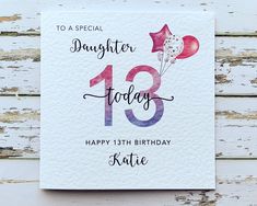 a birthday card with the number thirteen on it