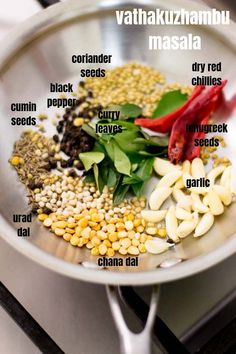 ingredients in a pan on the stove to make masala for breakfast or brunch