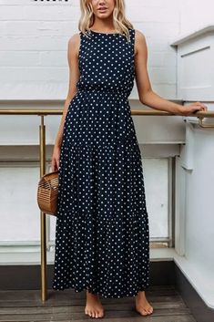 Polka Dot Sexy Dress(3 colors) Printed Beach Dresses, Swimwear High Waisted, Maxi Robes, Fashion Dresses Casual, Plus Size Lingerie, Sleeveless Maxi Dress, Beach Dresses, Long Maxi Dress, Dress First