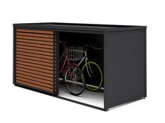 an open storage container with two bikes inside