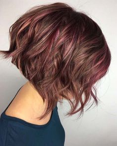 Highlights On Short Brown Hair, Coffee Brown Hair, Short Hair Highlights, Short Ombre Hair, Brown Ombre Hair, Chocolate Brown Hair, Pink Highlights, Short Hair Balayage