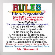 rules for teachers to use in their classroom