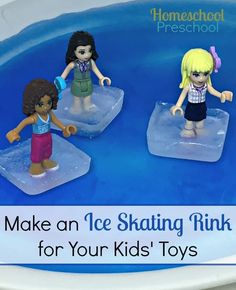 ice skating rink for your kids'toys with text overlay that reads make an ice skating rink for your kids'toys