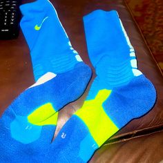 Brand New Nike Drift Basketball Socks Hyperelite Blue Non-slip Sporty Socks, Sporty Non-slip Blue Socks, Non-slip Blue Socks For Winter, Blue Non-slip Casual Socks, Casual Blue Non-slip Socks, Nike Sports Socks For Winter, Nike Winter Sports Socks, Comfortable Blue Sports Socks, Blue Winter Sports Socks