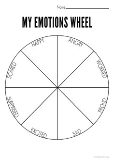 the wheel of emotions for kids to color and practice their feelings with this printable activity