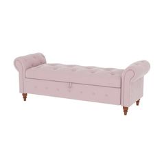 a pink bench with buttons on it