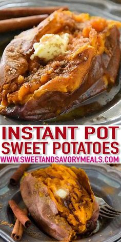 instant pot sweet potatoes with butter and cinnamon on top