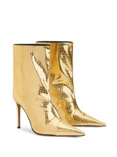 Alexandre Vauthier Alex Metallic Finish 105mm Ankle Boots - Farfetch Gold Boots, Alexandre Vauthier, Smooth Leather, Stiletto Heels, Ankle Boots, Fashion Branding, Shoe Boots, Boots, Heels