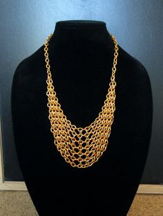 Gold bib necklace gold tone chainmail necklace by LogicFreeDesign Gold Bib Necklace, Chainmaille Necklace, Chainmail Necklace, Chunky Chain Necklace, Flagstaff Az, Chunky Chain Necklaces, Necklace Chunky, Bib Necklaces, Flagstaff