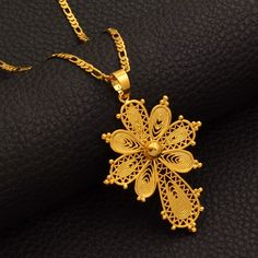 Anniyo Ethiopian Cross Pendant Chain Necklaces For Women Girls,Gold Plated Eritrea Jewelry African. Size One And New Yellow Filigree Jewelry, Flower Chain Necklace For Gift, Flower Shaped Chain Necklace For Gift, Bohemian Gold Flower Necklaces, Gold Bohemian Flower Necklaces, Ethiopian Cross, Ethiopian Jewelry, Dragon Star, Wood Inlay Rings