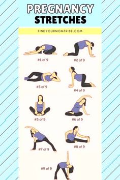 a woman doing yoga poses with the instructions below