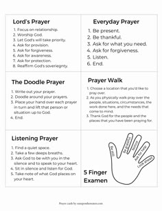 the five steps to prayer for kids with instructions on how to use them and what to do