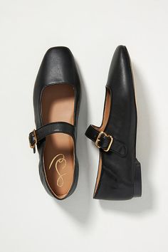 Crafted from sumptuous leather in a retro-inspired silhouette, these flats bring a polished touch to any ensemble - from prim mini skirts and dresses, to cuffed skinny jeans and wide-leg trousers. | Michaela Mary Jane Flats by Sam Edelman in Black, Women's, Size: 8.5, Polyester/Leather/Rubber at Anthropologie Sam Edelman Mary Jane, Skirts And Dresses, Style Fall, Mary Jane Flats, Material Girl, Fall Shoes, And Dresses, Rubber Heels, Look Chic