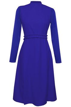 Sierra High Neck Midi Dress - Pre-order Fitted Long Sleeve Belted Dress For Work, Fitted Belted Long Sleeve Dress For Work, Midi Dresses With Sheer Sleeves For Work, Fitted Dress With Sheer Sleeves For Office, Fitted Office Dress With Sheer Sleeves, Classy Modest Dresses, Calm Purple, Blue High Neck Dress, Mock Neck Midi Dress