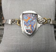 Sterling Fordite Link Bracelet Gorgeous!! by NorthernWoodsStudio on Etsy Dog Treat Jar, Pottery Pot, Adirondack Mountains, Antique Car, Car Paint, Sterling Bracelets, Sterling Silver Bracelet, Jump Rings, Chain Link Bracelet