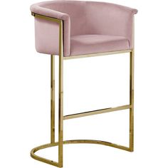 a pink velvet bar stool with gold frame