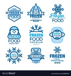 frozen food logos and emblems set on white background eps108794