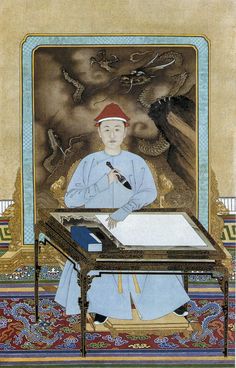 Kangxi Emperor in Informal Dress Holding a Brush. circa 1700 The Palace Museum Beijing. China. Scholar Art, Chinese Scholar, Filial Piety, Better Grades, Chinese Emperor, Buddhist Symbols, Buddha Teachings, Greatest Mysteries, Study Guides