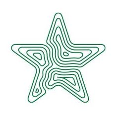 a green star shaped object with lines in the shape of a maze on white background