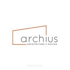 the logo for archius architecture and design, which is designed in orange and gray