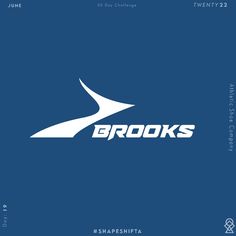 the logo for brooks is shown on a blue background