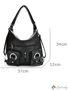 BirdinBag - Stylish PU Shoulder Tote Bag with Spacious Capacity - 1 Piece Travel Hobo Bag With Pockets, Handheld Hobo Bag With Pockets For Travel, Multifunctional Large Capacity Crossbody Shoulder Bag, Multifunctional Satchel Bag With Zipper Pocket, Black Hobo Bag With Pockets For Errands, Multifunctional Shoulder Bag Backpack With Zipper Pocket, Versatile Handheld Bags With Zipper Pocket, Multifunctional Large Capacity Tote Shoulder Bag, Multifunctional Satchel Bag