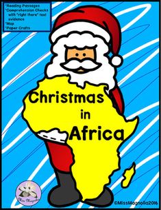 christmas in africa poster with santa clause on it's chest and the words christmas in africa written below