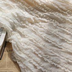 "Chiffon Ruffled fabric, Pleated Layers Chiffon Lace Fabric, Ruffled Fabric for Cake dress, Bridal Gown, Tutu Dress, Mini Dress, 1 Yard This listing is for one yard Measurement (approx): 53\" in width (135 cm) Qty: 1 yard ( Additional quantities are available.) Color: apricot, off white, black DIY homemade fabric, Wedding, Bridal dress, Ribbon flowers, jewelry design, doll clothes, cake, dolls, hang adorn, bra decoration, small parts, home decor... and so on, or any other crafts you like Wholesa White Chiffon Dress With Ruffles, White Flowy Chiffon Dress With Ruffles, Flowy White Chiffon Dress With Ruffles, Dress Ribbon, Cake Dress, Cotton Gauze Fabric, Ruffle Fabric, Pleated Chiffon, Dress Cake