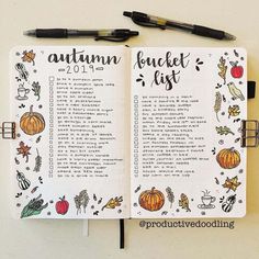 Autumn Bullet Journal, Autumn Bucket List, Bullet Journal October, Boulet Journal, Bulletin Journal, Bucket List Journal, Pilot Pens, Fall Things