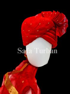 *Head Size: 22.5-23.0 inch (approx. dimensions) (Measure the circumference of your head) *       Fabric- Silk *Fit Type: Fitted *Occasion Type: Groom Safa Pagdi / Wedding  *It is completely handmade and beautifully crafted and stitched  *Please note that color of the actual item may vary due to photographic lighting sources and your computer or mobile screen *Care Instructions: Dry Clean Only Red Tilla Traditional Wear For Ceremonial, Red Ceremonial Traditional Wear With Tilla, Red Traditional Sherwani For Ceremonies, Traditional Turban For Festive Occasions, Traditional Festive Turban For Festivals, Traditional Fitted Turban For Wedding, Traditional Red Ceremonial Sherwani, Traditional Drape Turban For Festivals, Traditional Turban For Festivals