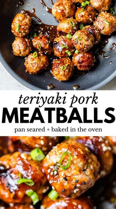 meatballs with teriyaki sauce and sesame seeds on top