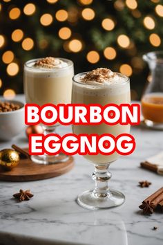 A photo of a  Bourbon Eggnog a christmas cocktails with bourbon Bourbon Christmas Tree, Bourbon Eggnog Recipe, Christmas Eggnog Cocktails, Egg Nog Cocktail Recipe, Cocktails With Bourbon, Eggnog Cocktails, Cocktail With Bourbon, Eggnog Cocktail Recipe, Bourbon Eggnog