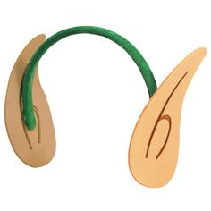 a pair of wooden ear clips with green cord