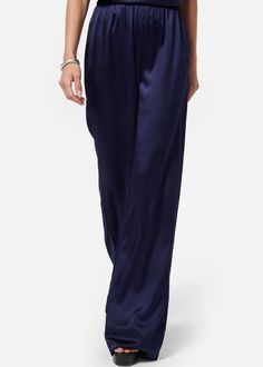 Arcadia Pant in Eclipse Blue from Cami NYC Notes from Cami NYC: The easiest pants you will ever own. The Arcadia Pant is everyone’s new favorite silhouette. These unlined, easy pull-on wide-leg pants feature an elasticated waistband and slash pockets. The perfect pant to take you from day-to-night. FABRIC & CARE • Silk Stretch Sandwash Charmeuse; 92% Silk, 8% Spandex • Dry Clean & Steam Only • Imported SIZE & FIT • True to size • Model wears size XS and is 5'10 Elegant Relaxed Fit Blue Bottoms, Elegant Blue Relaxed Fit Bottoms, Blue Wide-leg Pull-on Pants, Elegant Wide Leg Lounge Pants With Pull-on Style, Elegant Blue Pants With Elastic Waistband, Blue Full-length Pull-on Pants, Blue Full Length Pants With Pull-on Style, Blue Wide-leg Pants With Elastic Waistband, Blue Pull-on Straight Pants