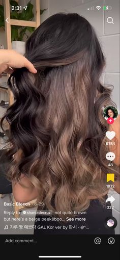 Brown Hair Dyed, Brown Hair Underneath, Brunette Goddess, Latest Hair Color Trends, Under Hair Dye, Underdye Hair, Under Hair Color, Brunette Long Hair, Hidden Hair Color