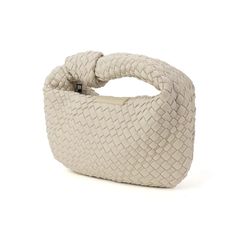 Our handwoven Knot bags are perfect for any occasion! Whether you're headed to a casual brunch, fancy event or a night on the town, this unique bag will make just the right statement. Woven neoprene & Lycra blend Zipper enclosure Shiny gunmetal tone hardware Dimensions: 11" L x 7" H x 2” D, Handle Drop: 3” Modern Shoulder Bag With Braided Handles Clutch, Modern Clutch Bag With Braided Handles, Chic Intrecciato Weave Pouch Bag, Chic Clutch Bag With Intrecciato Weave, Chic Textured Travel Bag, Woven Leather Clutch Bag, Beige Pouch Bag With Intrecciato Weave, Chic Textured Tote Bag, Beige Woven Leather Clutch Bag