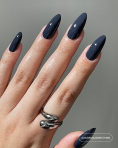 Navy Nails, Nail Colors Winter, Blue Nail, Winter Nail Designs, Dark Nails, Stick On Nails, Artificial Nails