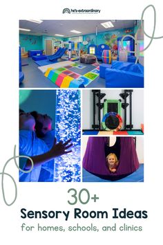 the front cover of an indoor play area with pictures of children and adults in it