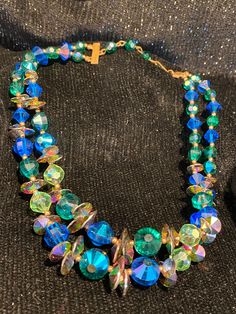 Gorgeous Blue / Green Crystal Double Strand 14 inch and 15 in Necklace . Great vintage condition. Port Huron, Double Strand Necklace, Green Crystal, Multi Strand Necklace, Green Crystals, Strand Necklace, Multi Strand, Necklace Etsy, Statement Necklace