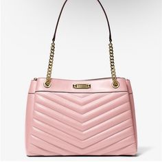 Meet The Whitney: A Chic Handbag Crafted From Quilted Leather With Smooth Trim. Gilded Hardware Lends A Luxe Finish, While A Pocketed Interior Will Keep Your Everyday Essentials Organized. Take It With You From Morning Appointments To Dinner Plans-It Will See You Through It! Brand New In Bag With Tag Color: Powder Blush Tote Shoulder Bag Polyurethane Blend 52% Polyurethane/48% Polyester Gold-Tone Hardware 13"W X 9"H X 5.5"D Handle Drop: 11" Interior Details: Back Zip Pocket, Center Zip Compartme Feminine Pink Michael Kors Bag, Feminine Michael Kors Bag In Blush Color, Michael Kors Feminine Blush Bag, Feminine Michael Kors Blush Bag, Michael Kors Blush Shoulder Bag With Gold-tone Hardware, Michael Kors Blush Bags With Gold-tone Hardware, Michael Kors Pink Shoulder Bag For Evening, Pink Leather Bag With Chain Strap, Elegant Pink Shoulder Bag