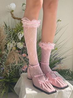 These socks can be stretched and worn as stockings.  This price is for a pair of socks, others are not included. Calf Socks, Color Options, Stockings, Socks, Cuff, Lace, Color