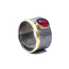 -PRODUCT TYPE - COLORED STONE RINGS -MATERIAL - GOLD & SILVER -PURITY - 18 K & 925 SILVER -STONE - RUBY -SHAPE - OVAL -AVAILABLE SIZES - (US) - 5 / 5.25 / 5.5 / 5.75 / 6 / 6.25 / 6.5 / 6.75 / 7 / 7.25 / 7.5 / 7.75 / 8 -TOTAL WEIGHT - APPROX 6.960 GRAMS -SILVER - 5.740 GRAMS -GOLD WEIGHT - 18 K - APPROX 0.940 GRAMS -RUBY - 1.40 CARAT - This piece signifies simplicity that itself is sign of class. In the amidst of such cheap quality stones here, we present the most beautiful ruby stone with reason Yellow Gold Stacking Rings, Ruby Ring Gold, Jewellery Ring, Colored Stone Rings, Faceted Ring, Gold Ring Stack, Hammered Silver, Ruby Ring, Natural Ruby