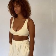 Brand New With Tags. Color Is Cream. Size Xl It's Time To Upgrade Your Loungewear. The Terry Bralette From Donni Features A Flattering Scoop Neckline And Back With A Slim Elastic Underbust Band That Offers Light Support. Thick Straps Stay In Place While Its Soft Fabrication Feels Smooth Against Your Skin. Made In Los Angeles. Seamless V-neck Crop Top For Vacation, Casual Triangle Top For Loungewear, Casual Triangle Top Swimwear For Lounging, Summer Triangle Top Crop Top For Loungewear, Chic Beach Tops Bra Friendly, Chic Bra-friendly Beach Tops, Summer Triangle Crop Top For Loungewear, Summer Loungewear Triangle Crop Top, Summer Bra-friendly Crop Top For Loungewear