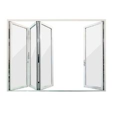 an open glass door on a white background