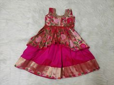 Traditional Dresses For Baby Girl, Baby Lehanga Designs Kids, Paithani Dress Pattern, Traditional Baby Dresses, Indian Dresses For Kids, Pattu Langa