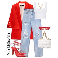 Red Strappy Heels, Casual Chic Outfit, Blazer Outfits, Red Shoes, Strappy Heels, Cute Casual Outfits