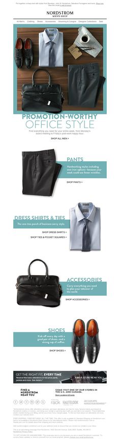 Nordstrom - Wear This to Work: Style for Board Meetings or Casual Fridays - email newsletter emailing marketing Email Advertising, Email Marketing Inspiration, Email Marketing Design Inspiration, Email Blast, Dress Shirt And Tie, Casual Fridays