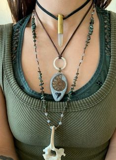 This necklace features a fossilized shark tooth (I found in Venice, FL) and an Ammonite fossil in polymer clay on drown deerskin leather with nickel-free findings Handmade & Infused with Love Everyday Bohemian Leather Necklaces, Shark Tooth Necklace, Deer Skin, Shark Teeth, Bead Designs, Fossil, Clay Jewelry, Leather Handmade, Polymer Clay