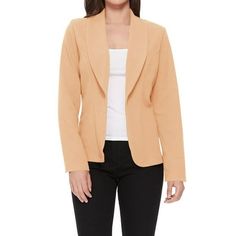 Introducing the epitome of smart casual style. Our women's lightweight blazer jacket is the perfect addition to any outfit. With its long sleeves and an open front design, this blazer combines the ease of a cardigan with the polish of a jacket. Whether you are dressing up for the office or adding a refined touch to your weekend ensemble, this piece is your new wardrobe essential. Crafted from a light, breathable fabric, it provides the right amount of warmth without weighing you down. The relaxe Solid Long Sleeve Career Blazer, Career Long Sleeve Solid Blazer, Career Blazer With Long Sleeves, Spring Career Blazer In Solid Color, Casual Blazer With Lapel Collar For Career, Trendy Solid Color Office Blazer, Trendy Notched Outerwear For Office, Spring Business Casual Blazer In Solid Color, Solid Color Fall Office Blazer